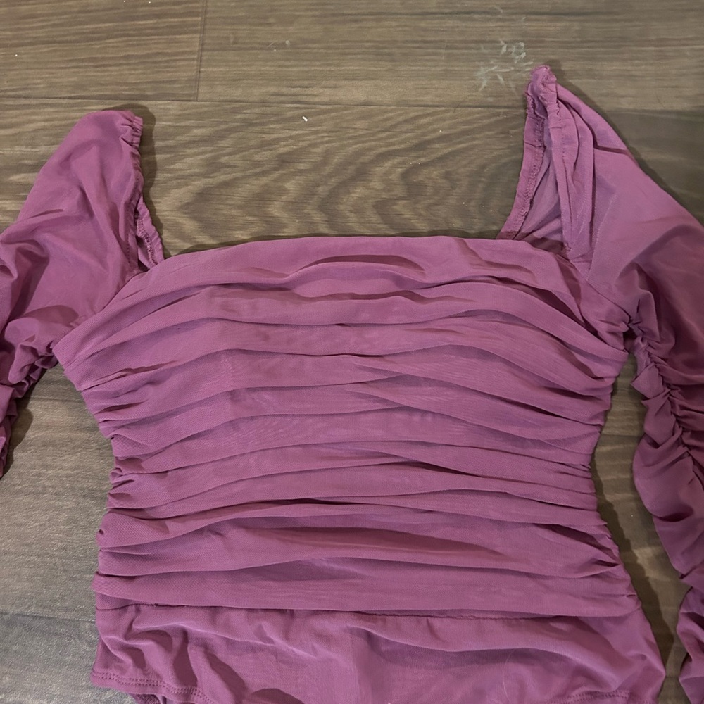 Princess Polly Ruched Long Sleeve Bodysuit - Mauve - Picture 2 of 6